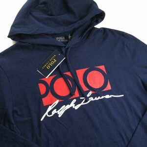 Polo Ralph Lauren Graphic Logo Navy Blue 2XL Jersey Pullover Hooded T-Shirt